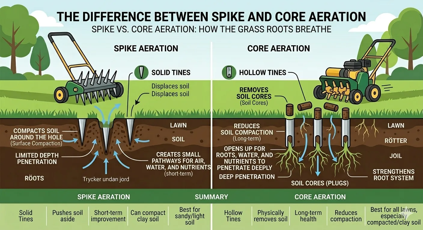 Comparison of core aeration vs spike aeration.