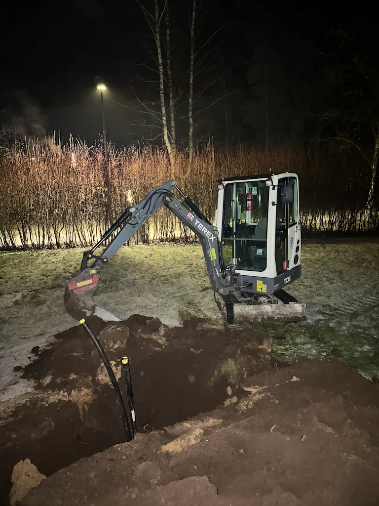 LawnMender founder's garden during geothermal drilling