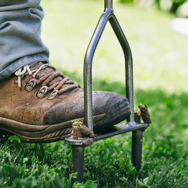 Yard Butler manual aerator used on clay